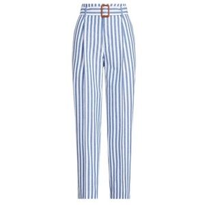 GUC Polo Ralph Lauren Women’s Blue White Striped High Rise Pants‎ w Belt 6